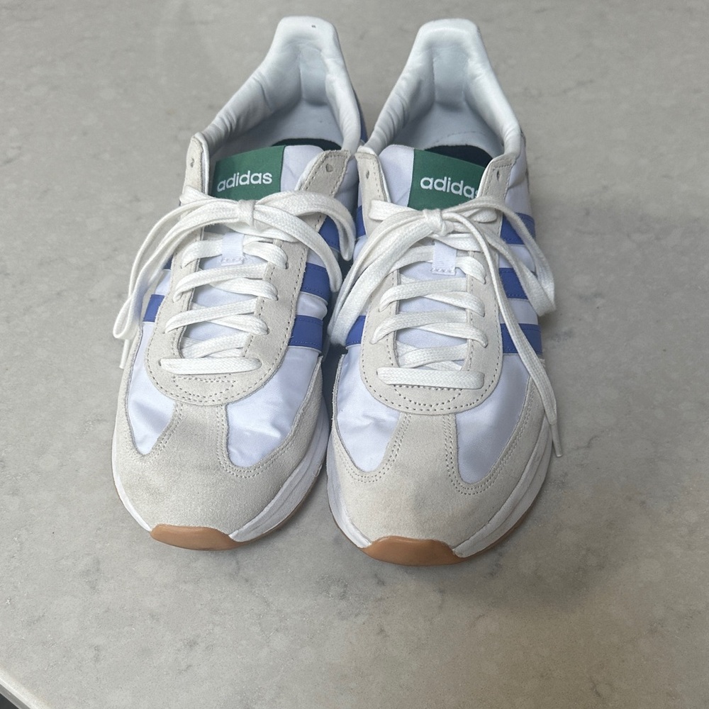 Adidas Cloudfoam Comfort White and Blue Sneakers